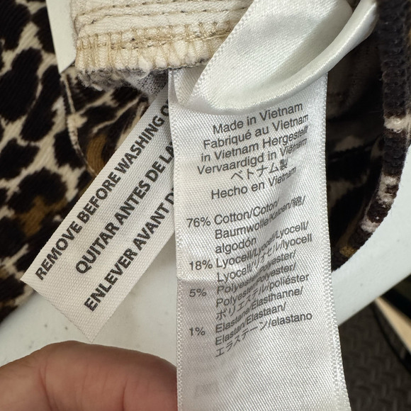 J Crew Corduroy Pants Womens 27 Brown Leopard Print 10" Toothpick Ankle Stretch - Picture 9 of 14